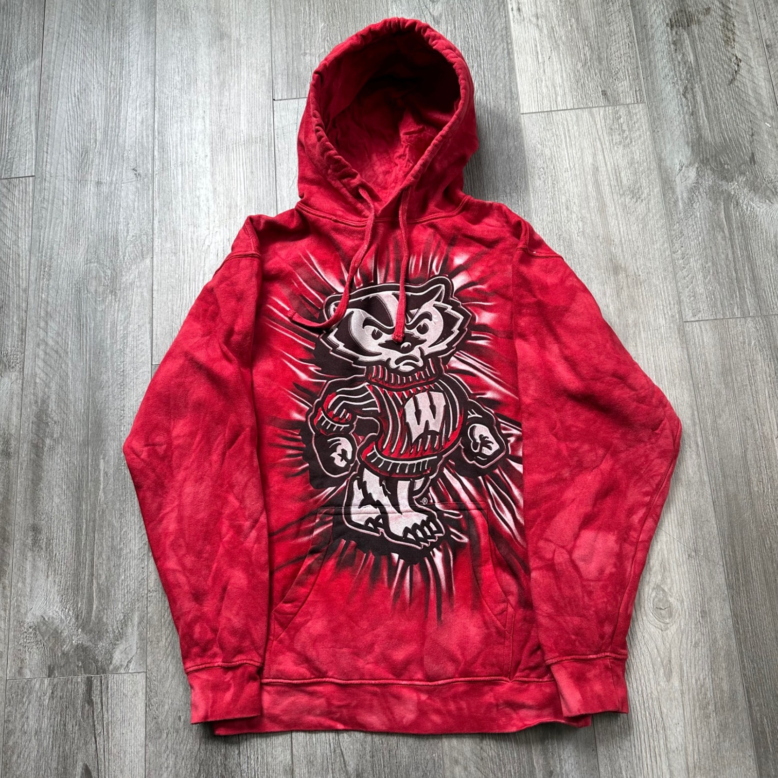Aop Y2k The Mountain Wisconsin Badgers Bucky Badger Red Tie Dye Hoodie S